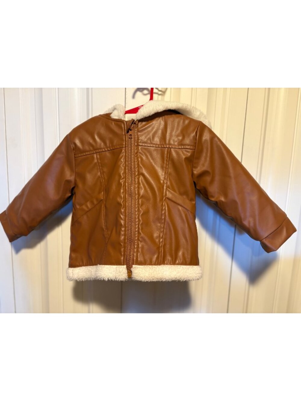 Shein Infant Faux Leather Bomber Jacket Fur Lined Size 18-24 months